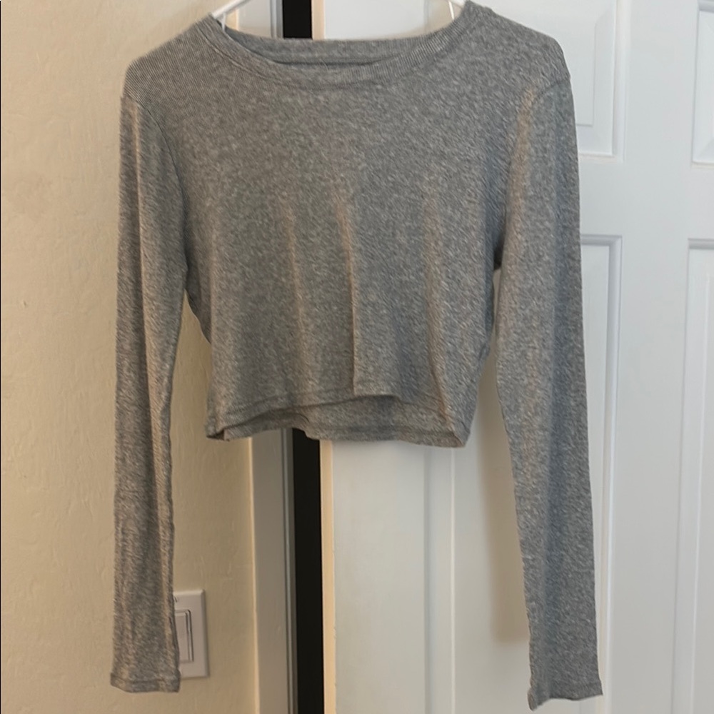Madewell Fine Ribbed Supercrop Crewneck Long-Sleeve Tee